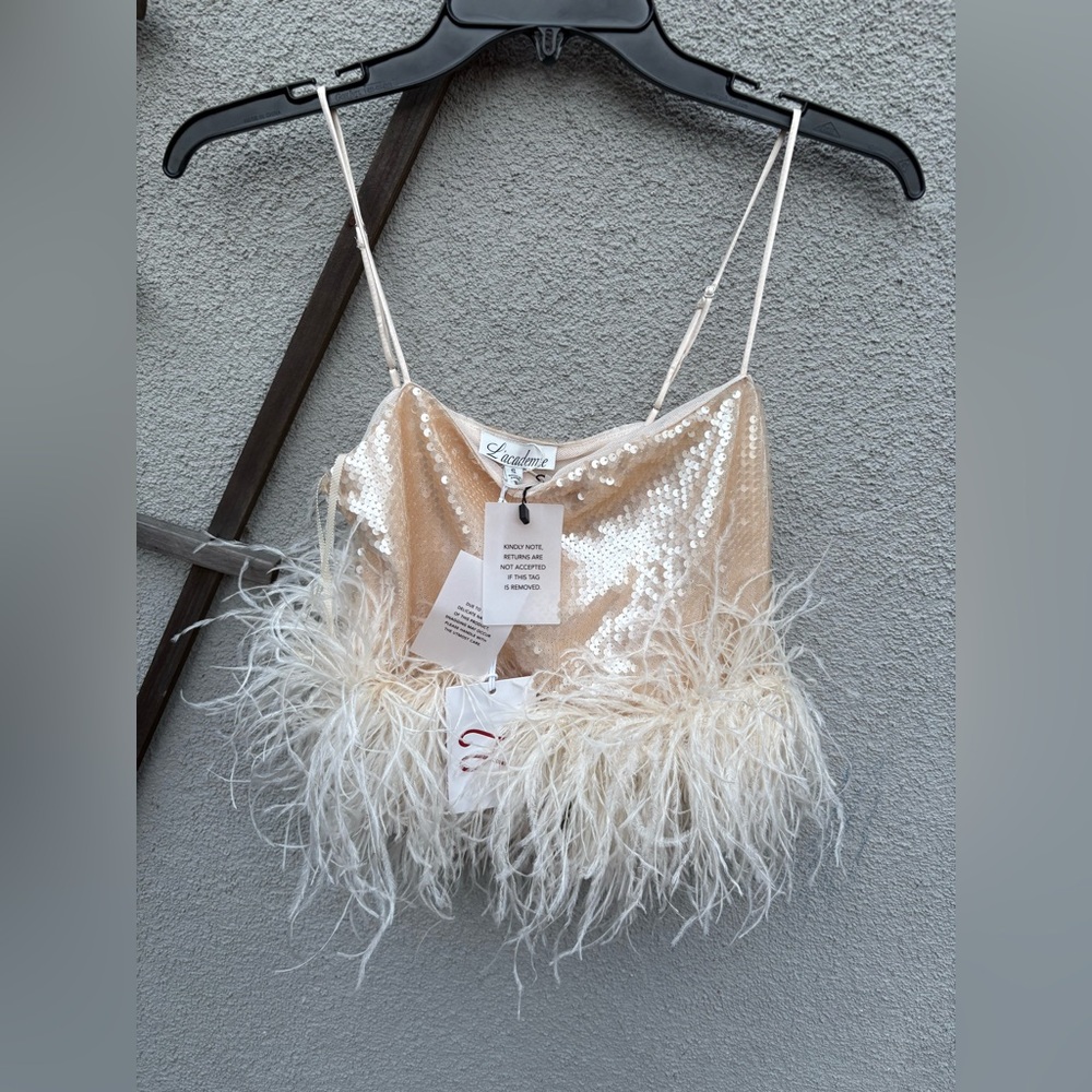 L’ Academie by Marianna Ceci Sequin Cami in Blush Nude New With Tags! - Picture 5 of 9